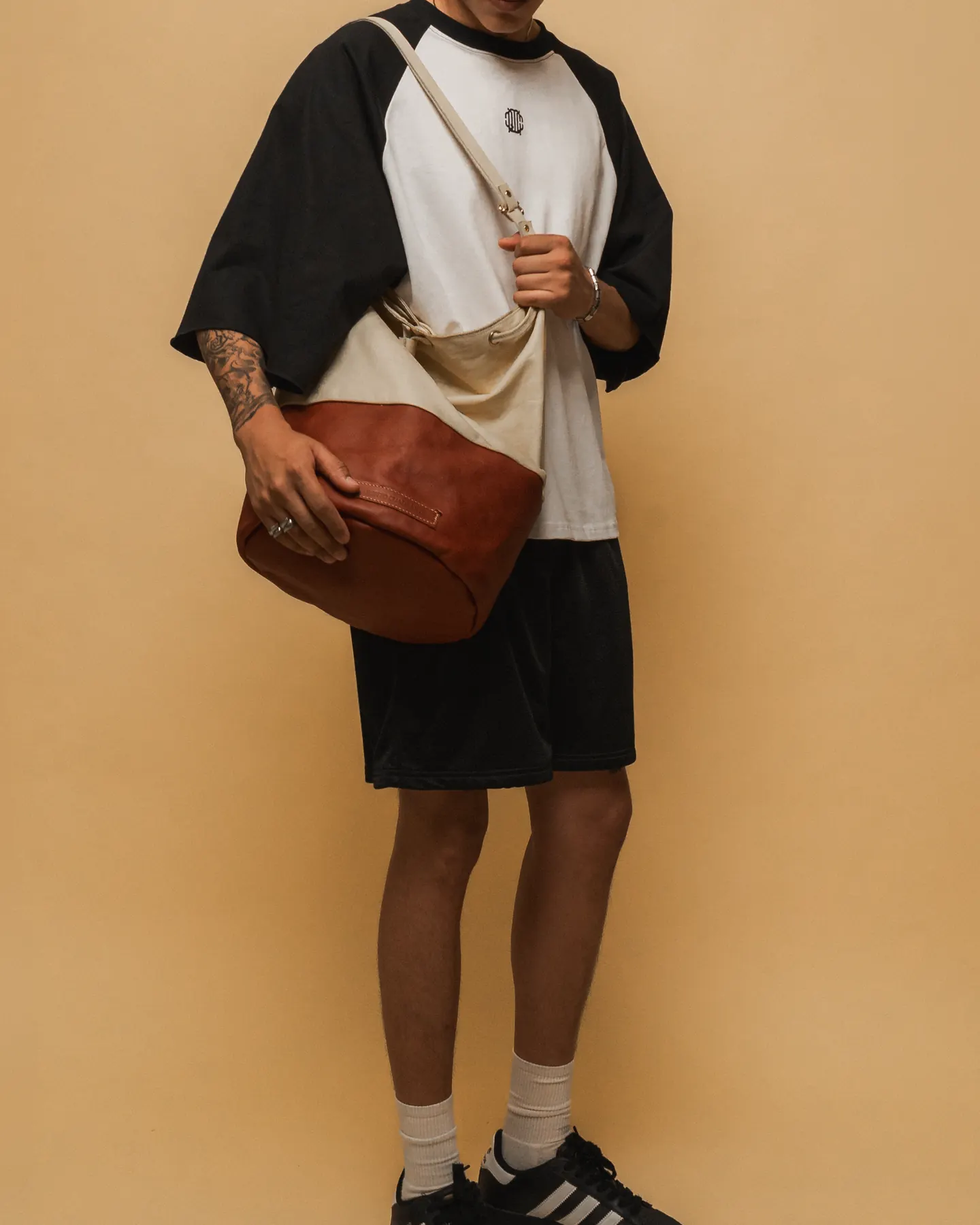 Bolso Bucket de Piel Bicolor